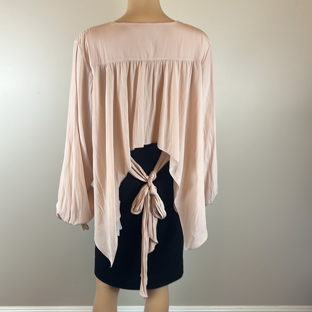 RAMY BROOK Pale Pink Blouson V-Neck Smocked Fairycore Blouse